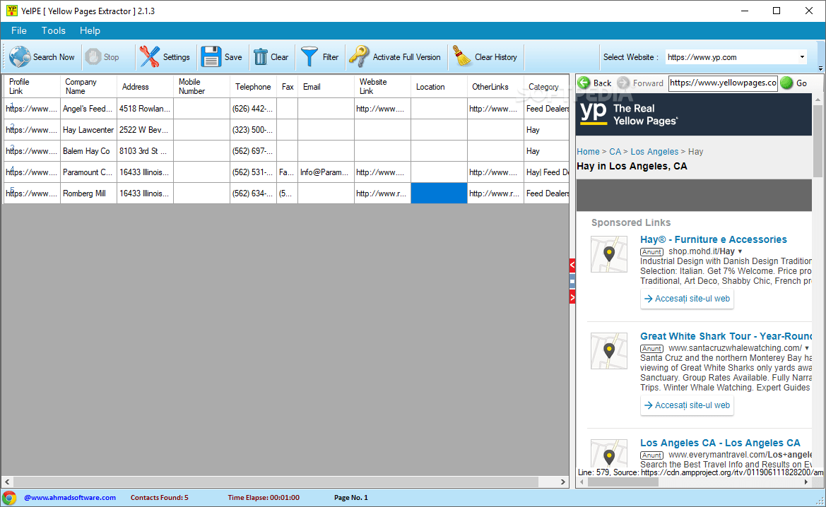 Yellow Pages Extractor 2.1.11 Download, Review, Screenshots