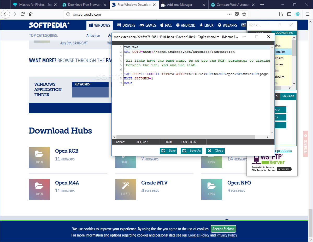 Download iMacros for Firefox 10.1.0.1485