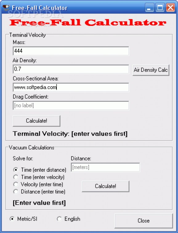 FreeFall Calculator Download Free (Windows) 1.0 Softpedia