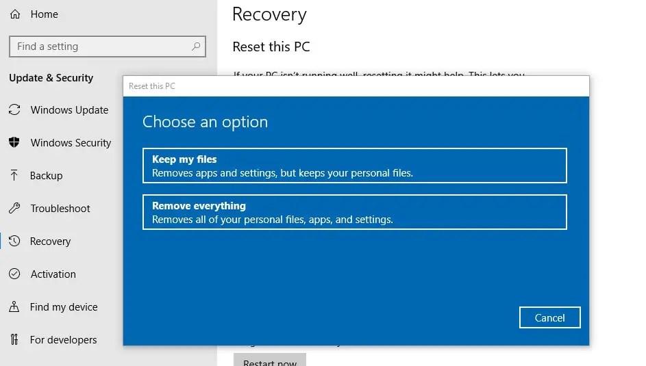 How to factory reset Windows 10 Without affecting files