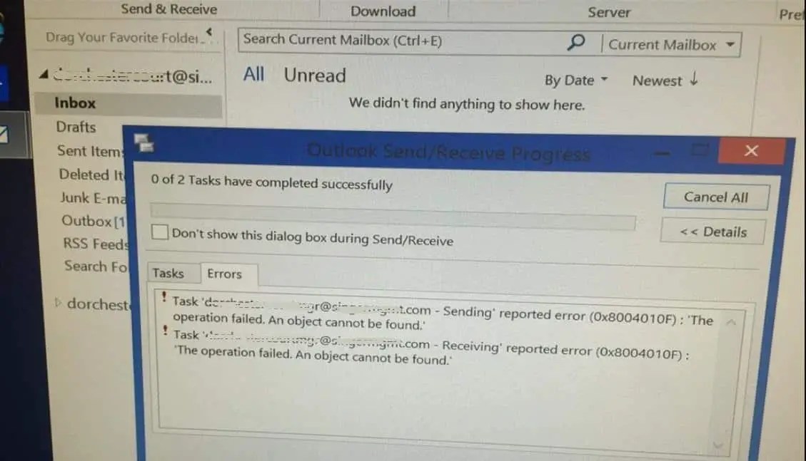 Solved Microsoft Outlook Error 0x8004010F "Data File Cannot Be Accessed"