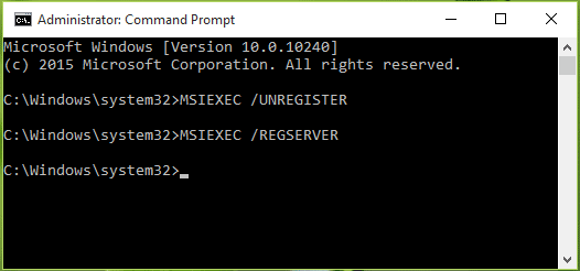 How to unregister and re-register the Windows Installer when.