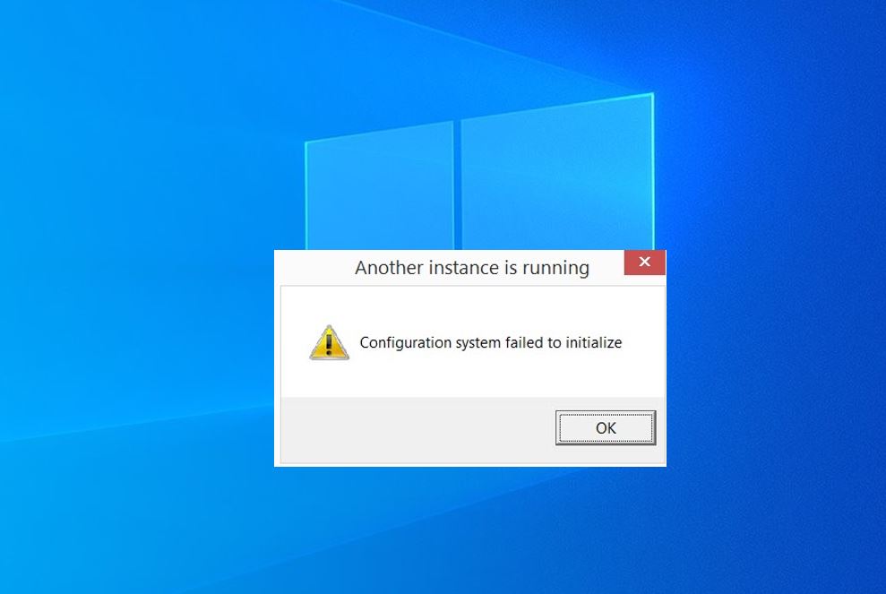 Configuration system failed to initialize on Windows 10 (Solved)