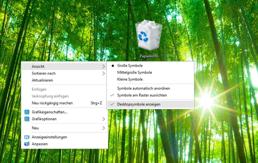 Windows 10 Anleitung Desktopsymbole ein oder ausblenden