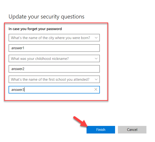 How to Change Security Questions for Local Accounts on Windows 10