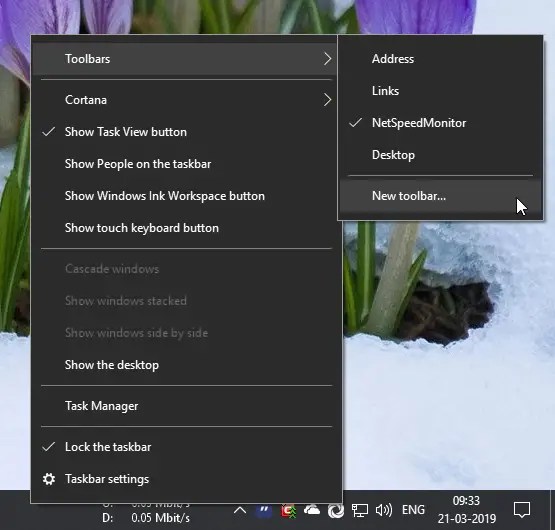 How to Add a Quick Launch Toolbar on Taskbar in Windows 10