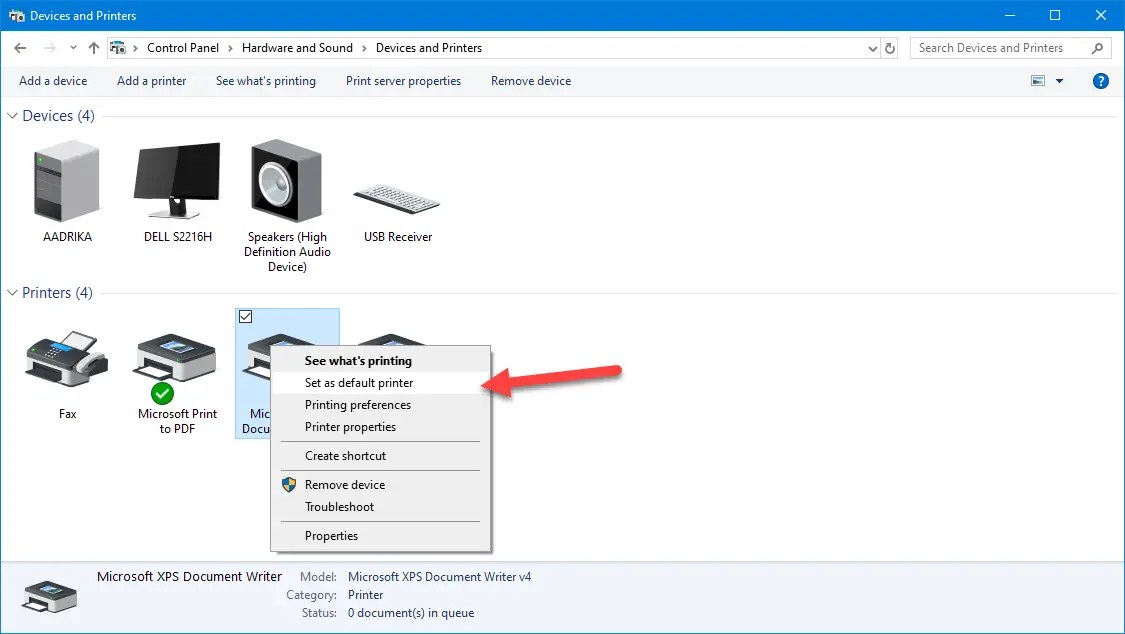 How to Set Default Printer in Windows 10