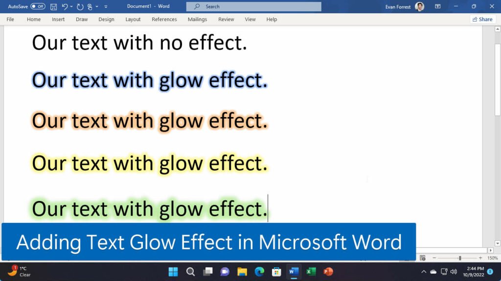 How to Add Text Glow Effect in Microsoft Word WindowsTip