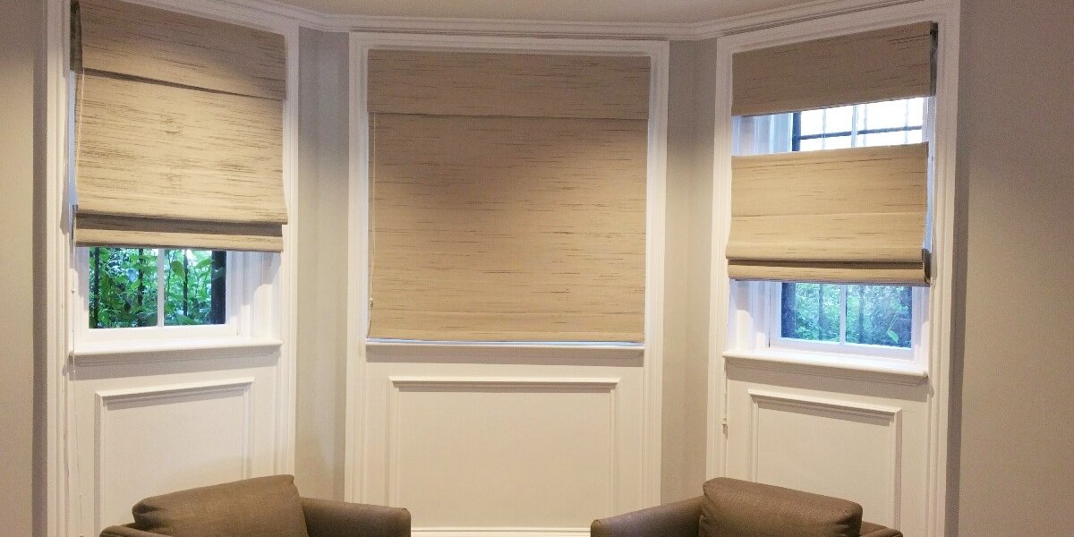 Custom Grass Cloth / Woven Wood Roman Shades