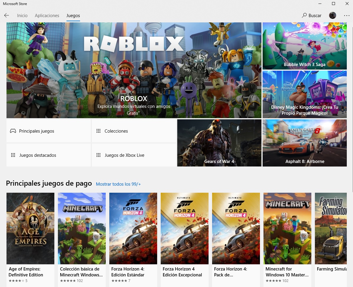 Microsoft Store juegos