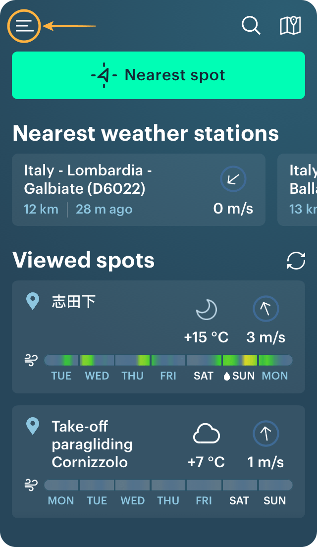 Tip 3 Select the measurement units in the Windy.app Windy.app