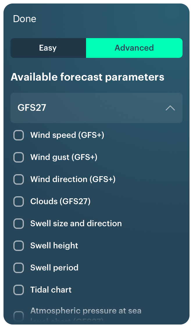 The new Customization feature screen in the iOS version Windy.app