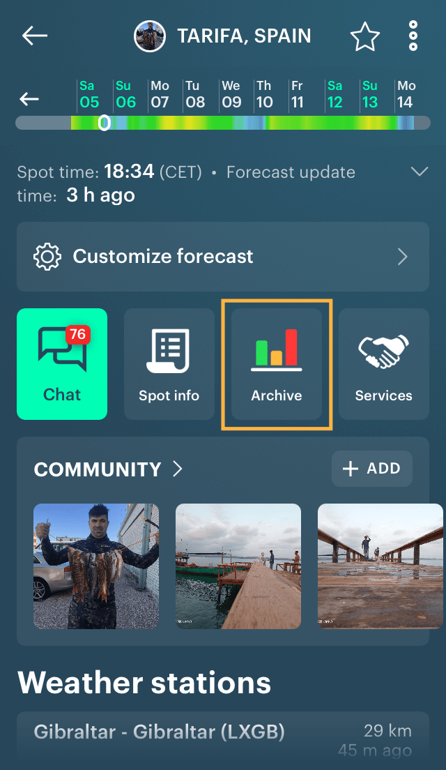 Where to get weather history Windy.app