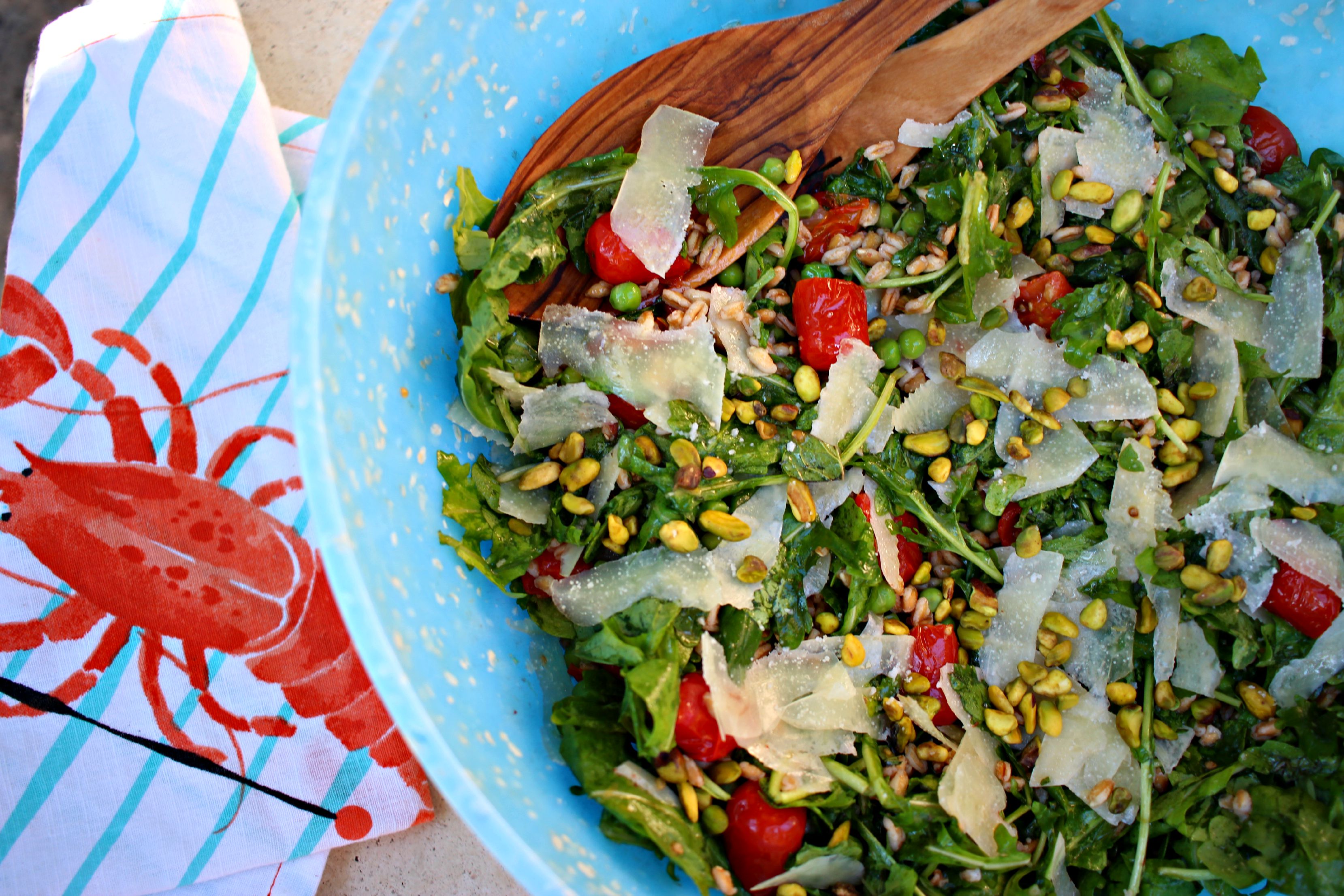 Farro Salad with SlowRoasted Tomatoes, Arugula and Peas Wine with Dinner