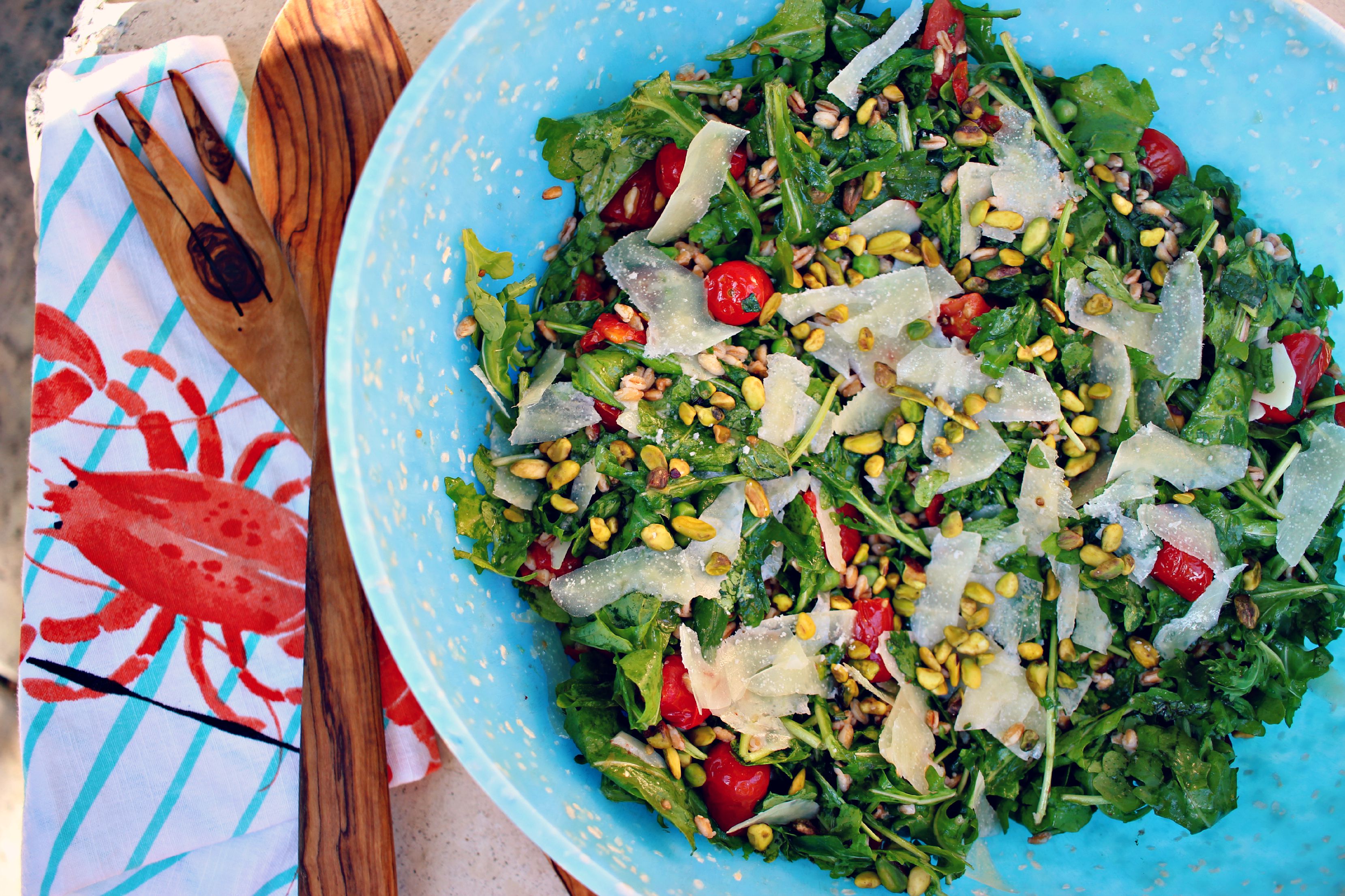 Farro Salad with SlowRoasted Tomatoes, Arugula and Peas Wine with Dinner