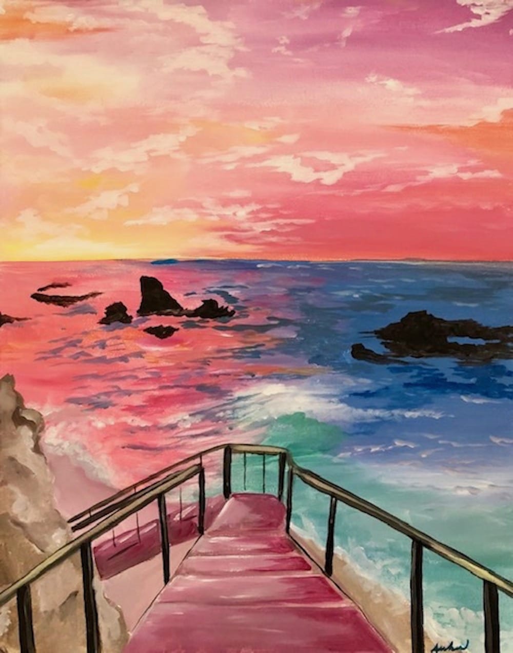 A Step into Paradise Paint and Sip Holland Wine and Canvas