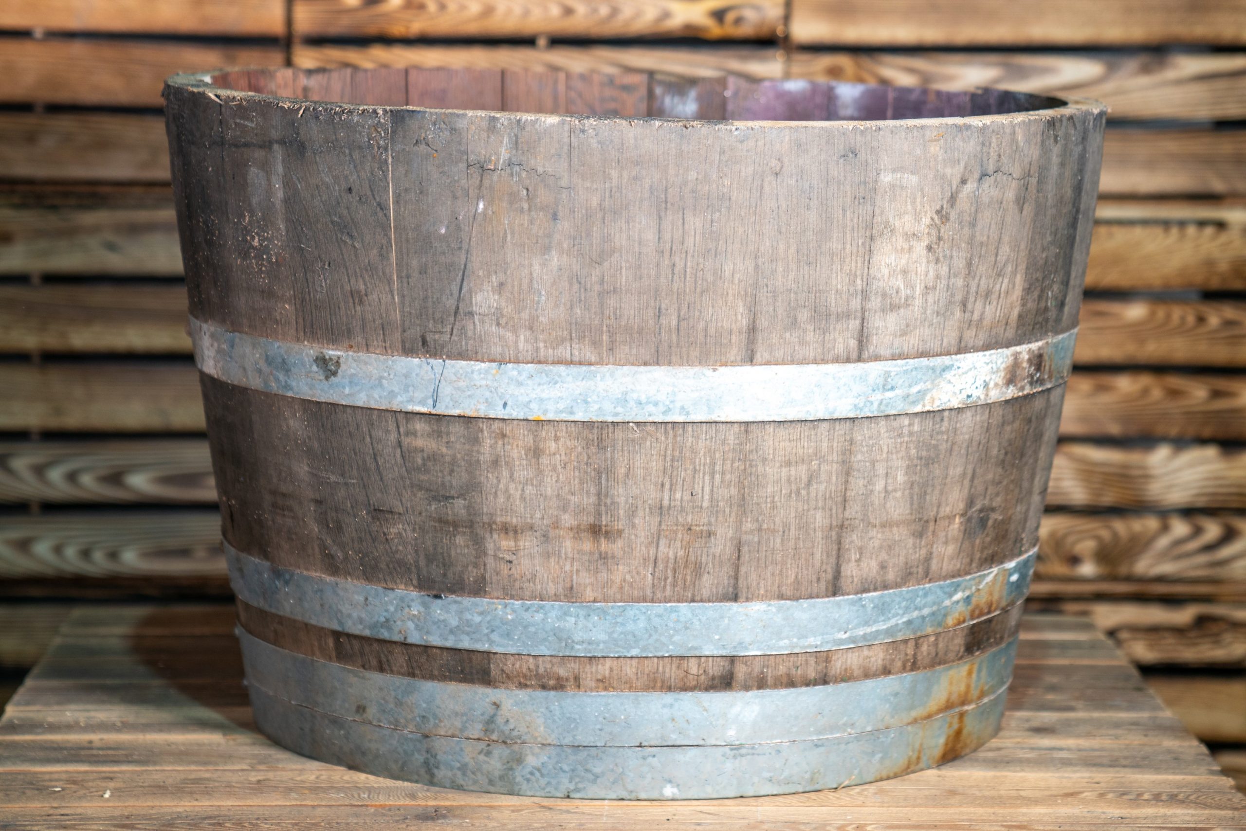 Oak Wine Barrel Tub / Planter Half Barrel Wine Boxes Etc