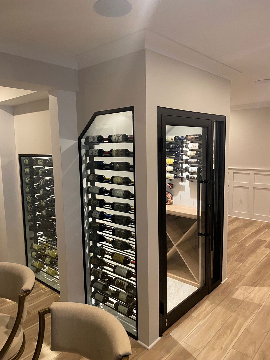 Evolution Wine Wall Post 10′ Floating Wine Rack System Wine Cave