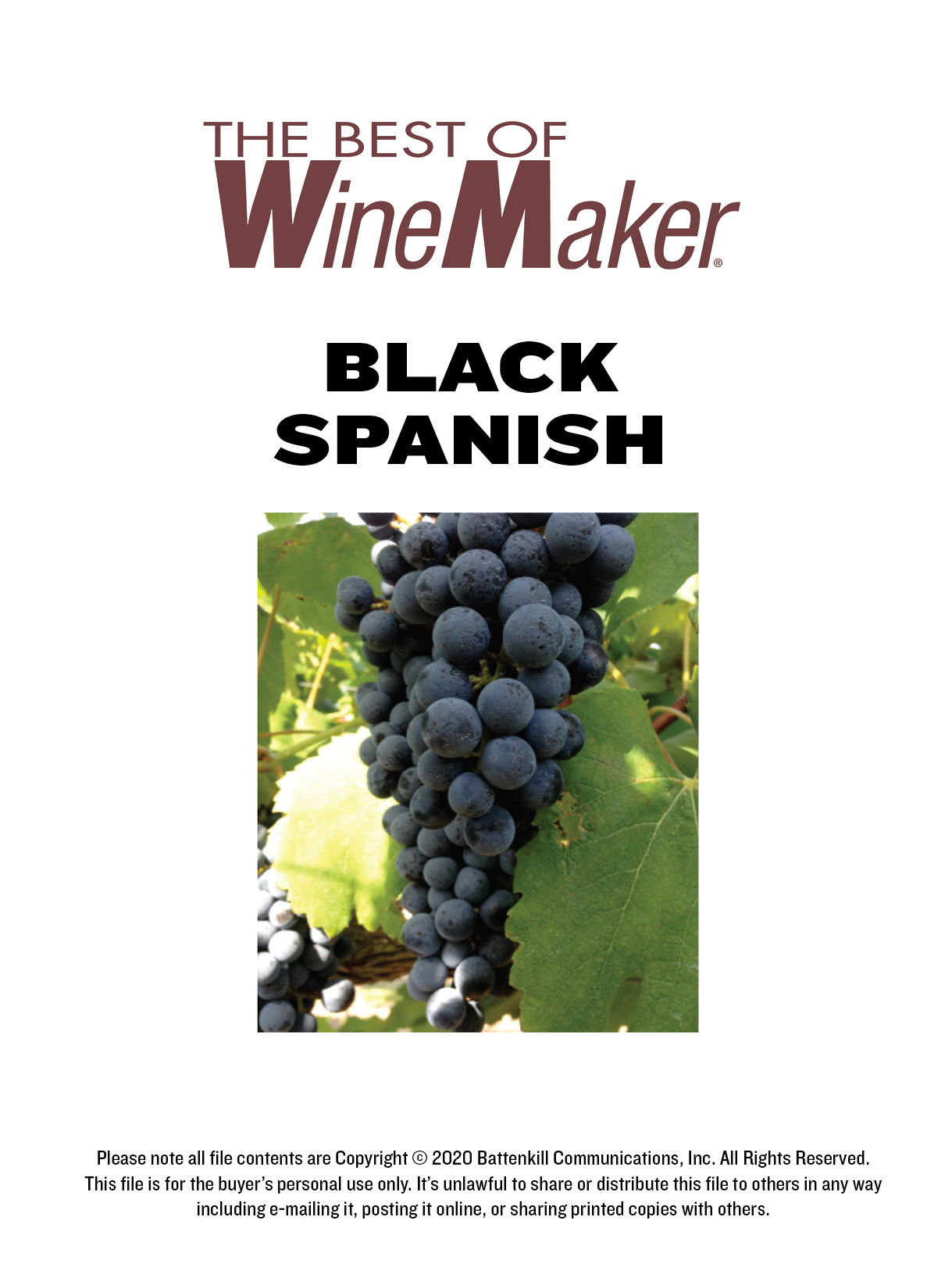 Black Spanish — Varietal Focus Digital Download