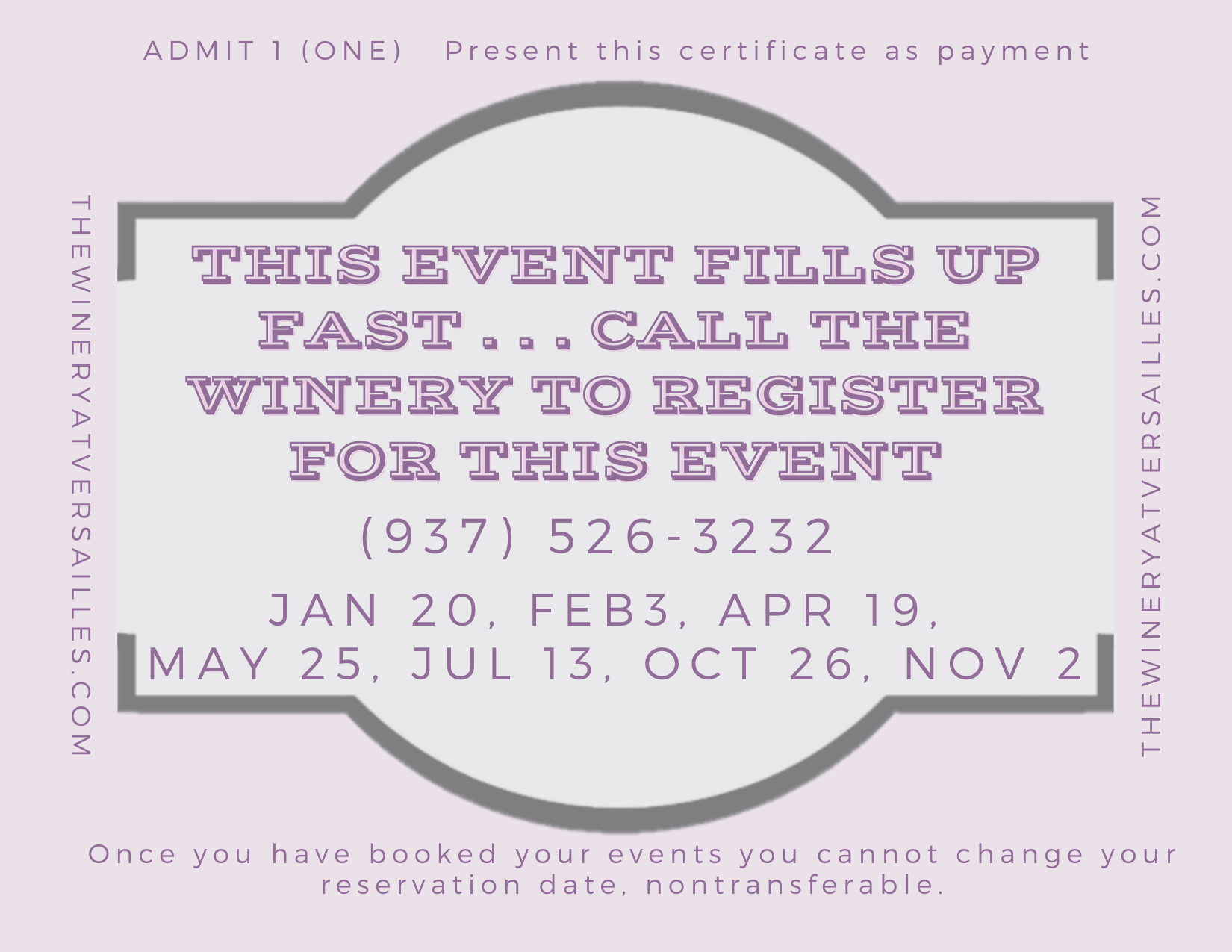 Cyber Monday BOGO Tickets! Winery at Versailles