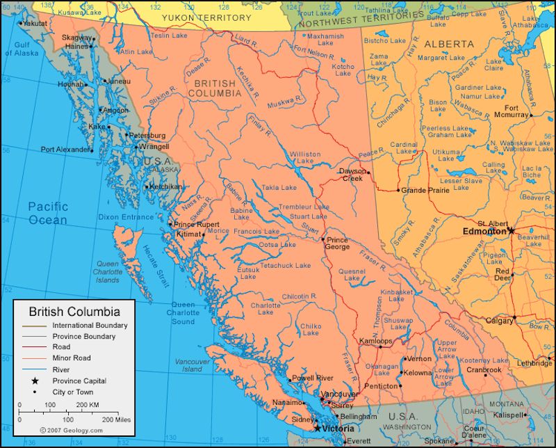 maps of British Columbia Canada