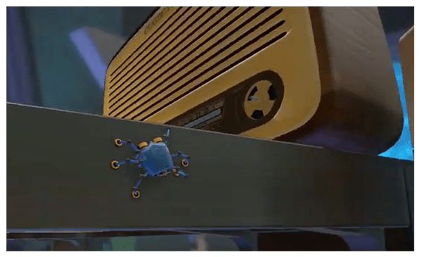 A screen depicting the War Room level of the Spyder game on Apple Arcade, from the article by Winifred Phillips, composer of music for video games.