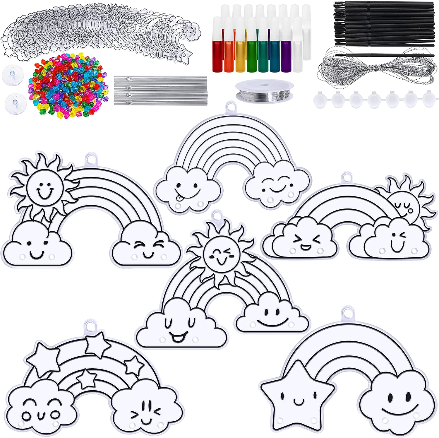 Winlyn 24 Sets Rainbow Suncatchers Ornaments Decorations DIY Window