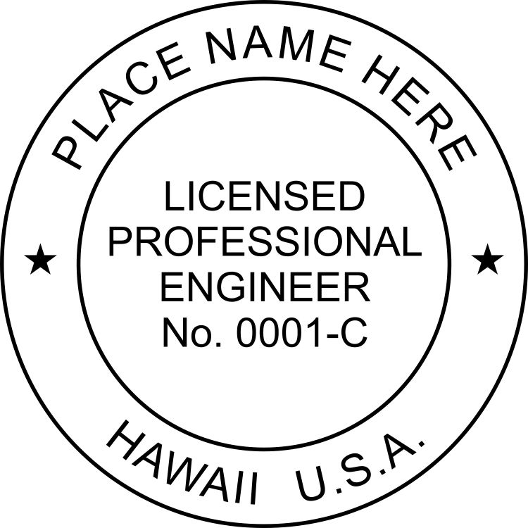 HAWAII Preinked Licensed Professional Engineer Stamp Winmark Stamp