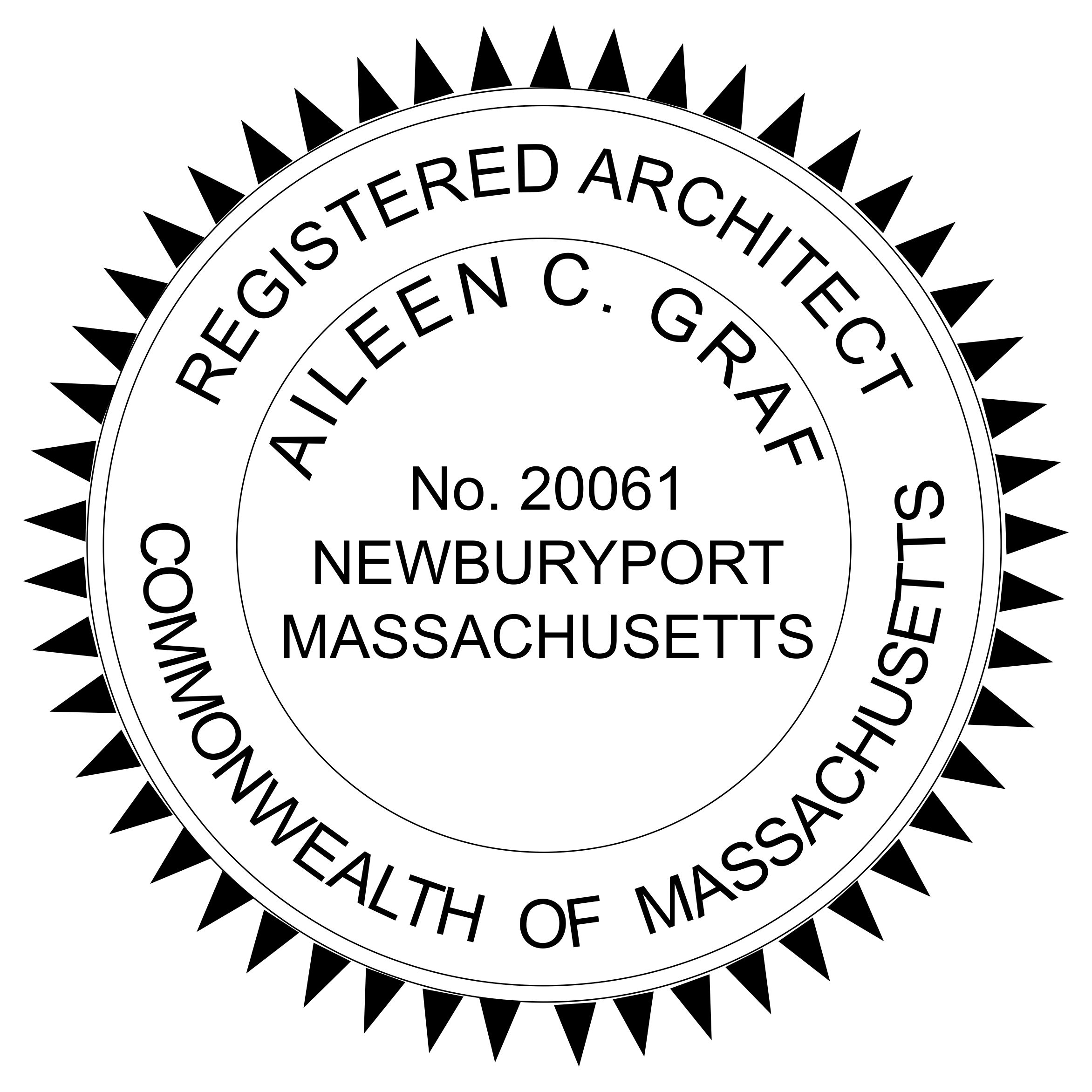 MASSACHUSETTS Preinked Registered Architect Stamp Winmark Stamp