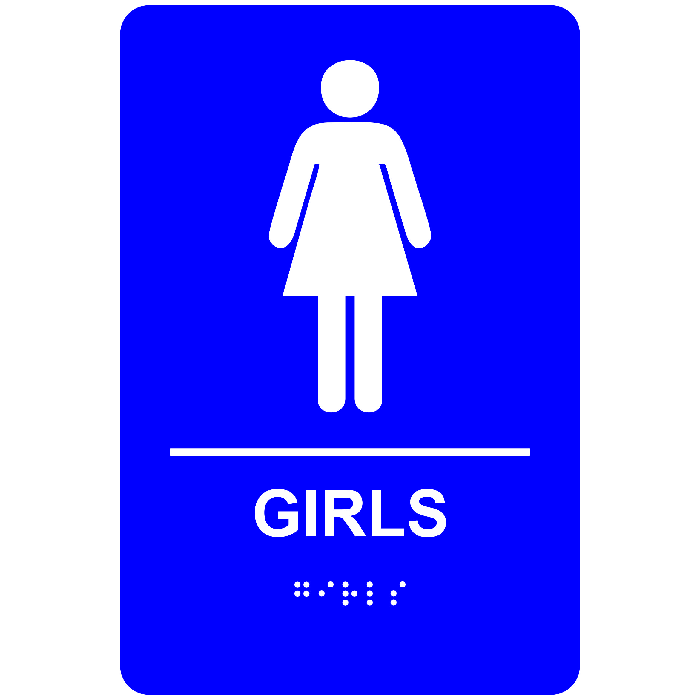 Girls Restroom Economy ADA signs with Braille Winmark Stamp & Sign