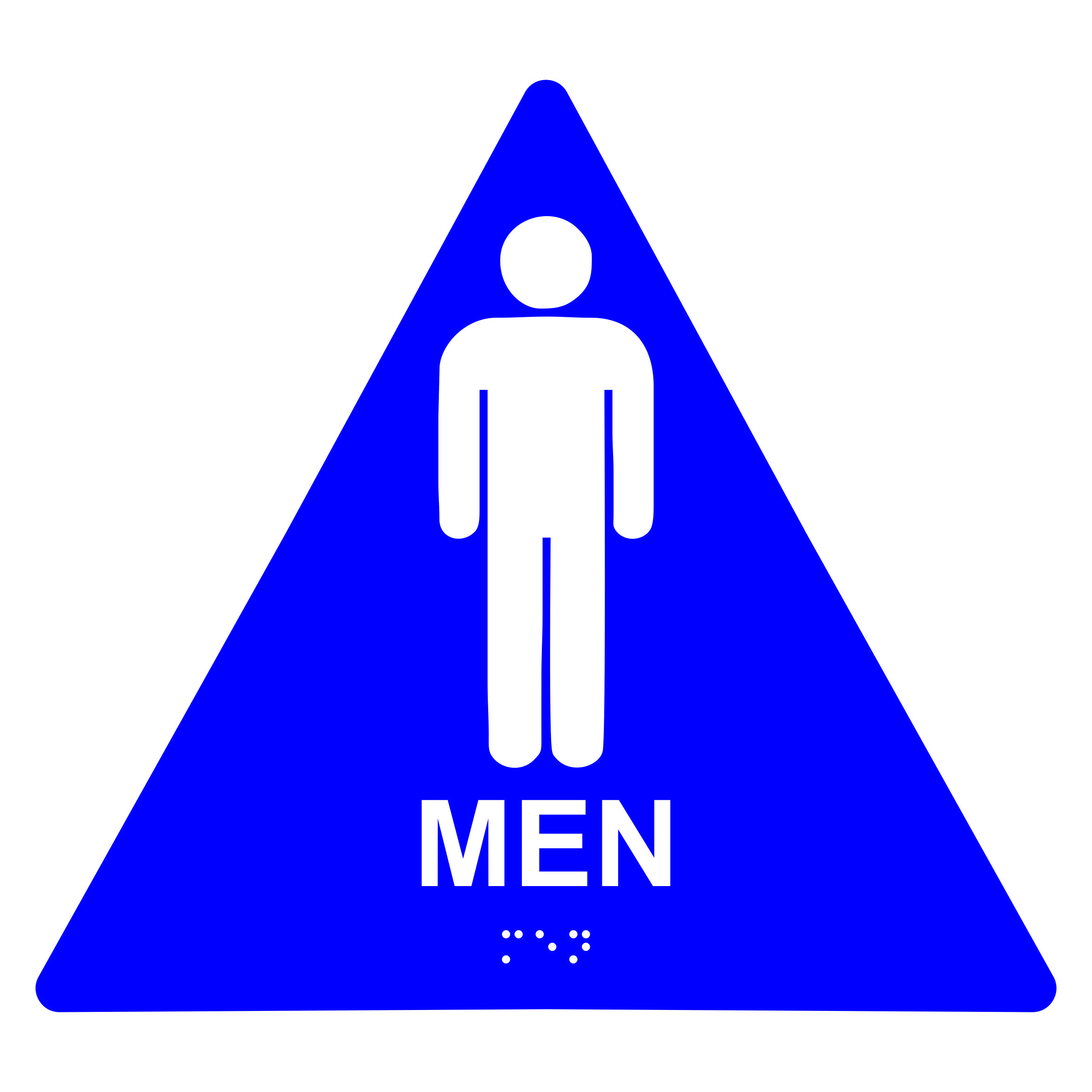 Men Restroom Triangle Economy ADA signs with Braille Winmark Stamp