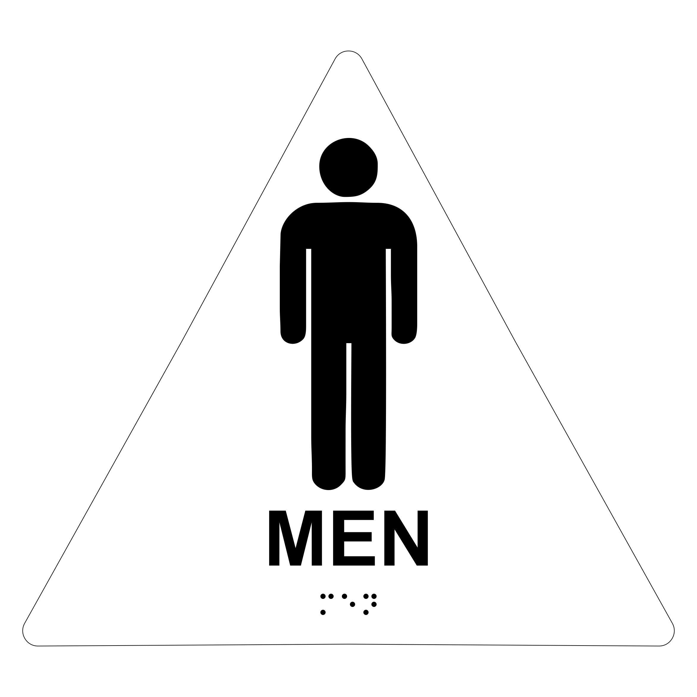 Men Restroom Triangle Economy ADA signs with Braille Winmark Stamp