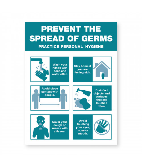 Prevent The Spread Of Germs sign Winmark Stamp & Sign Stamps and Signs