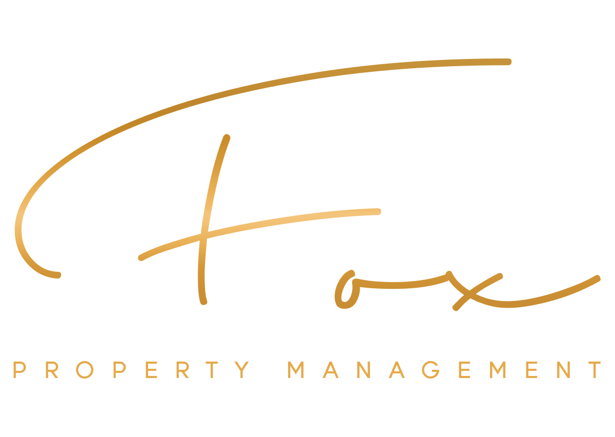 Fox Property Management logo gold Transparent background Win More Clients