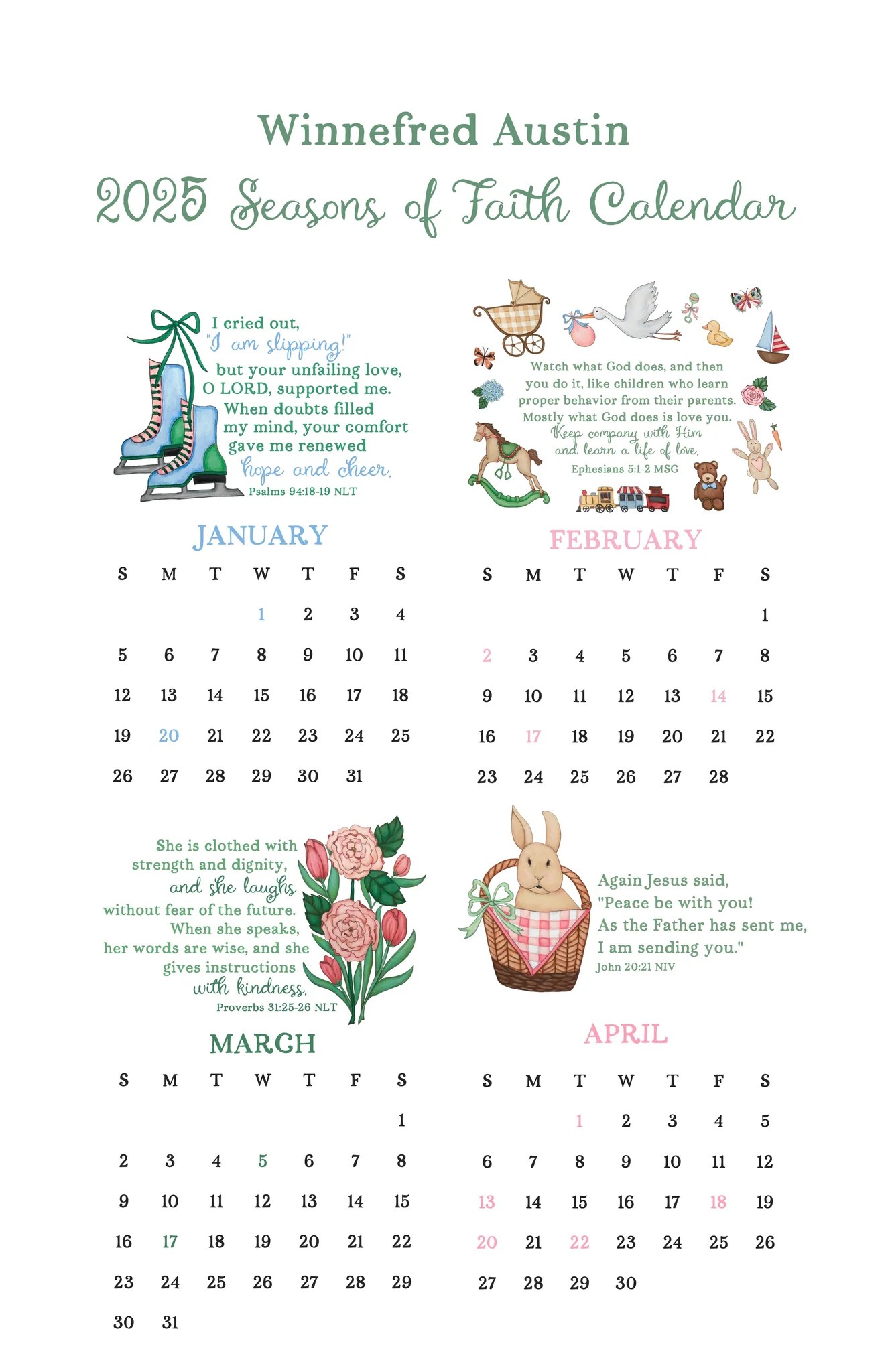 2025 Seasons of Faith Calendar Winnefred Austin