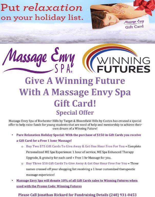 Support Winning Futures with Massage Envy Gift Cards Winning Futures