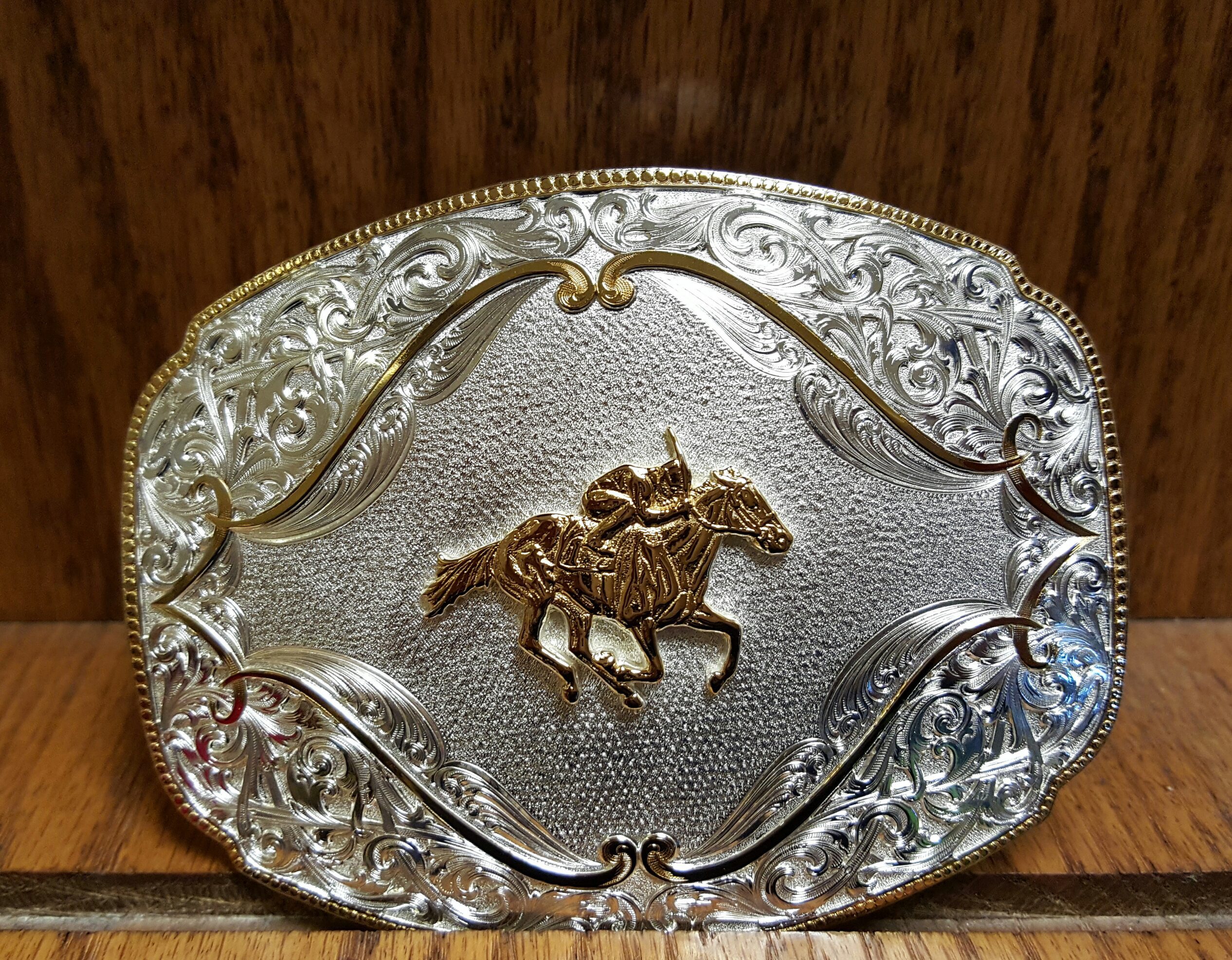HORSE RACING SILVER BELT BUCKLE 2 IMAGES AVAILABLE Winning Touches