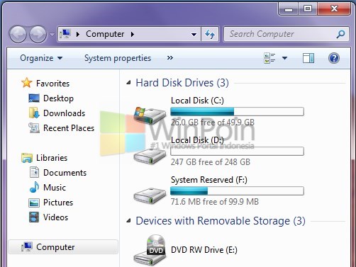 Cara Menyembunyikan System Reserved Partisi di Windows 7 | WinPoin