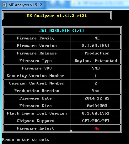 ME gone after bios update - ME FW version 0.0.0.0 - could not fix