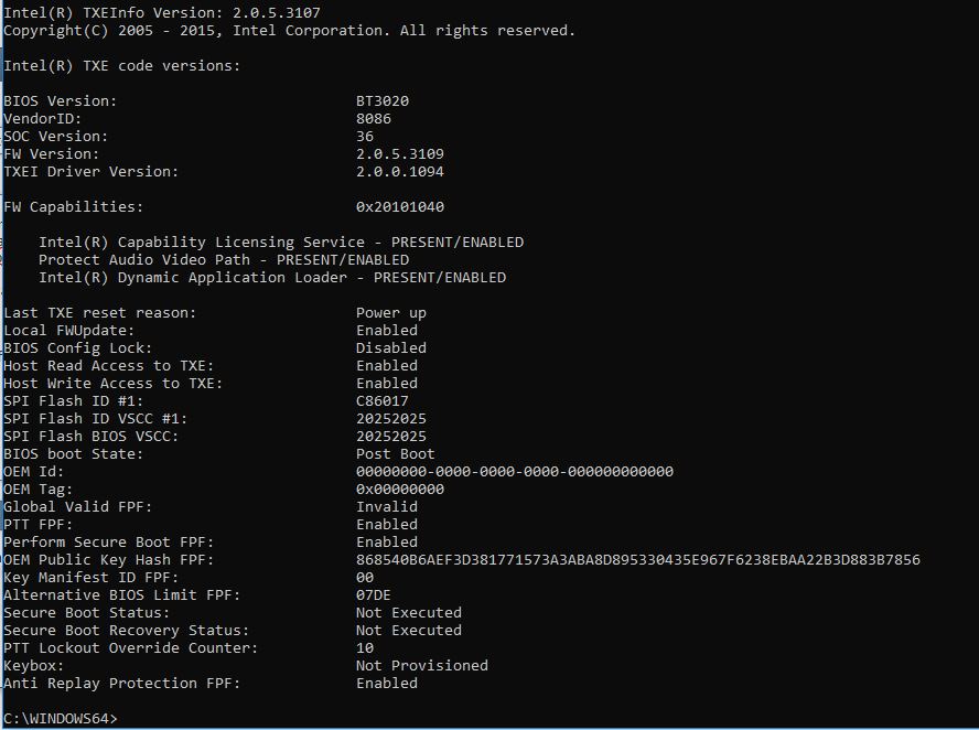 Intel (Converged Security) Trusted Execution Engine Drivers, Firmware
