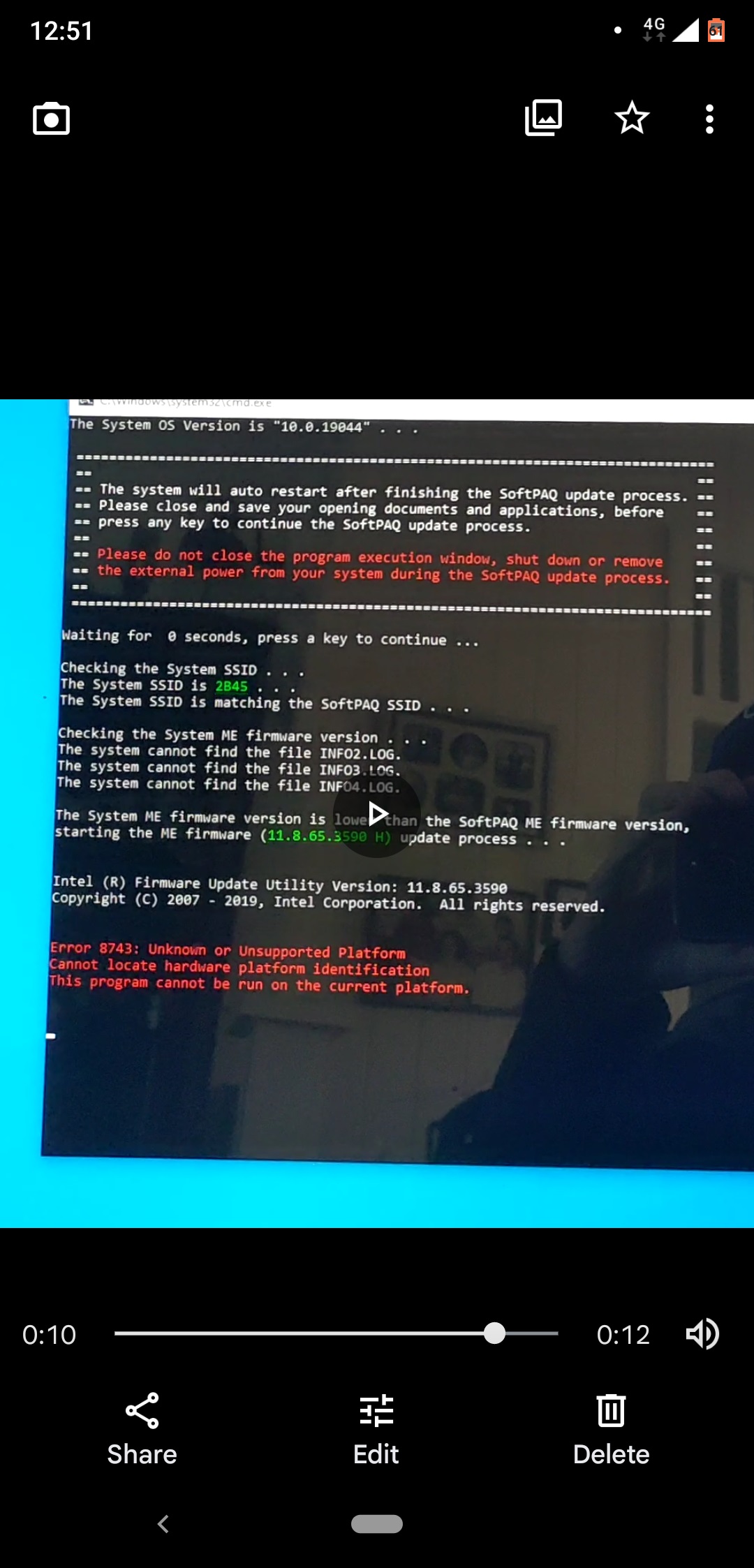 Unable to update HP 23q102a. Intel ME in Manufacturing Mode 2 by
