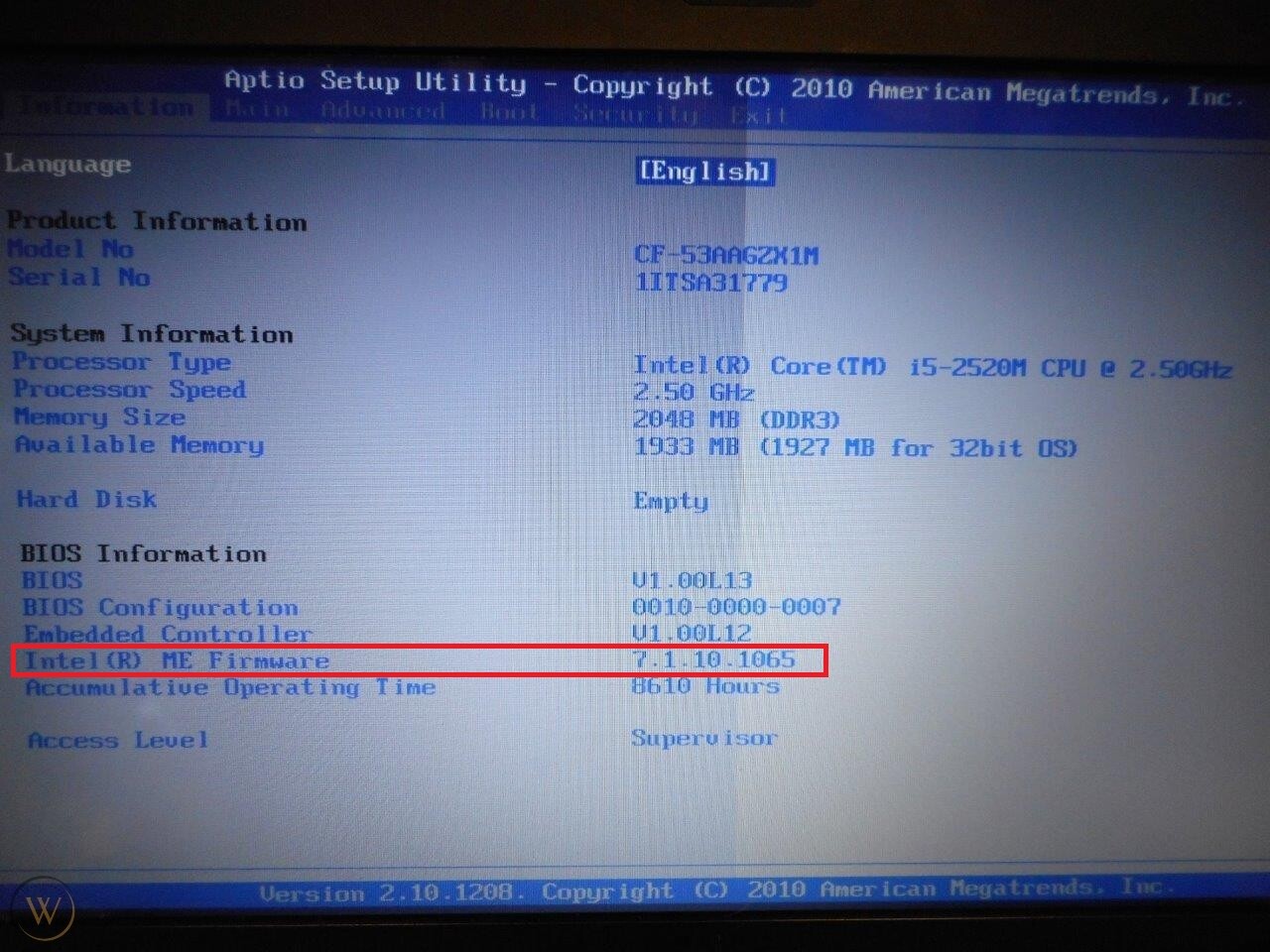Panasonic cf 53 mk3 unlocking data 6 BIOS Modding Guides and Problems