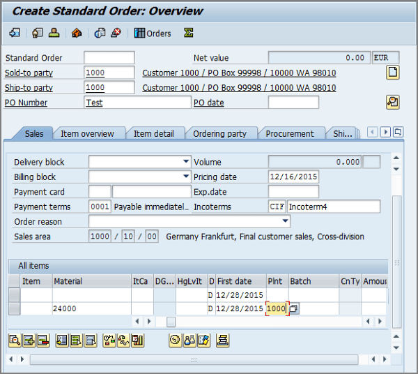 VA01 step by step Creating a sales order with reference