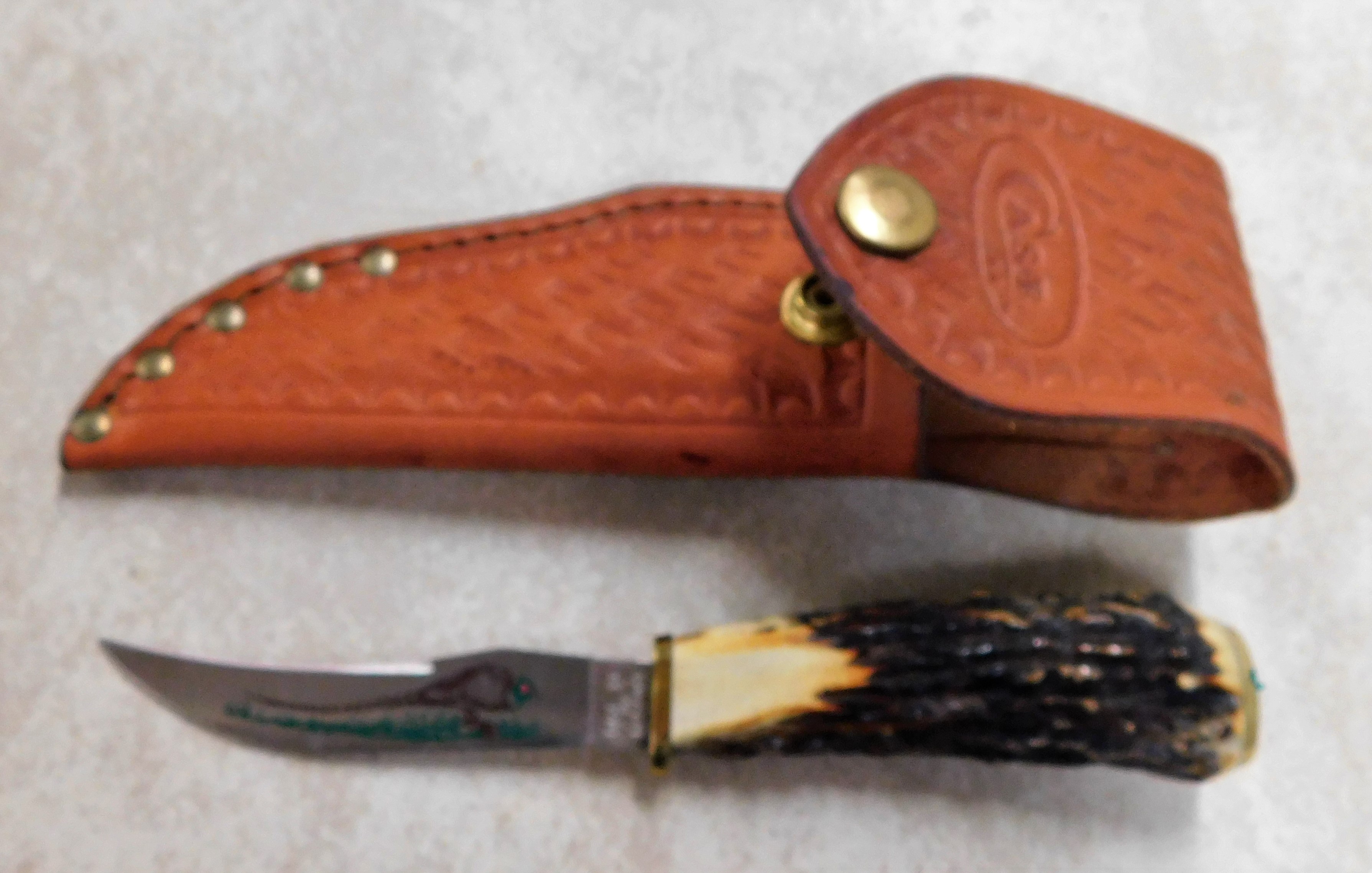 Lot Detail Case XX Stag Handle Sheath Knife with Pheasant on Blade