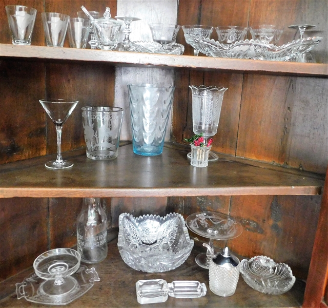 Lot Detail Lot of Glassware including Etched Glass, Early American