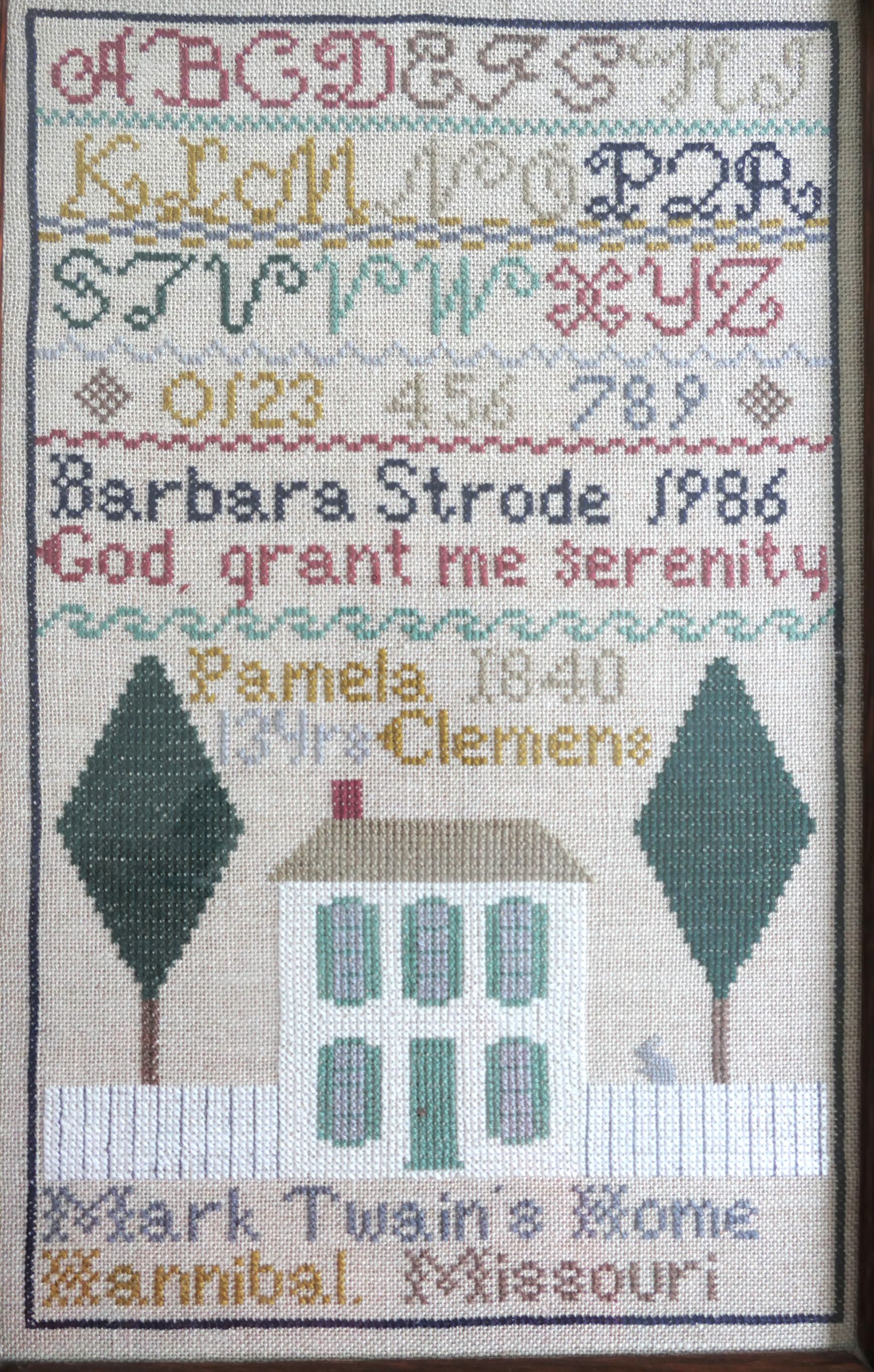 Lot Detail Hand Stitched Needlework Sampler with Mark Twain's Home