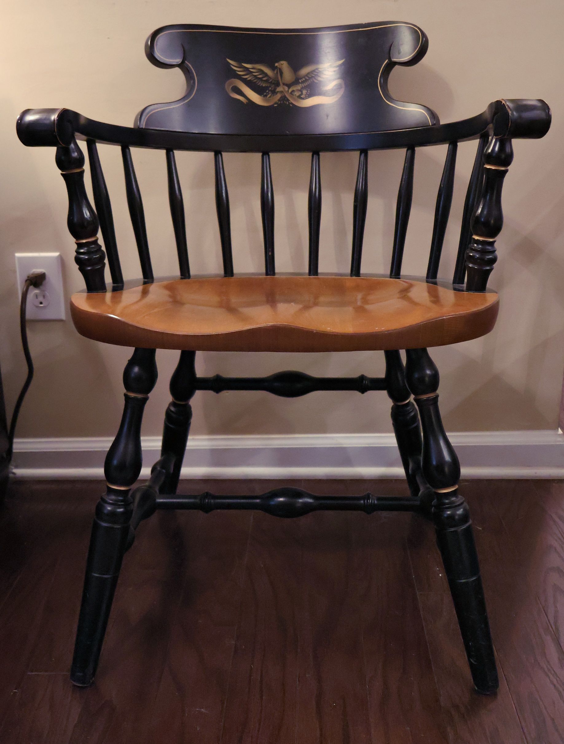 Lot Detail S. Bent & Bros Captains Chair with Eagle Back Measures