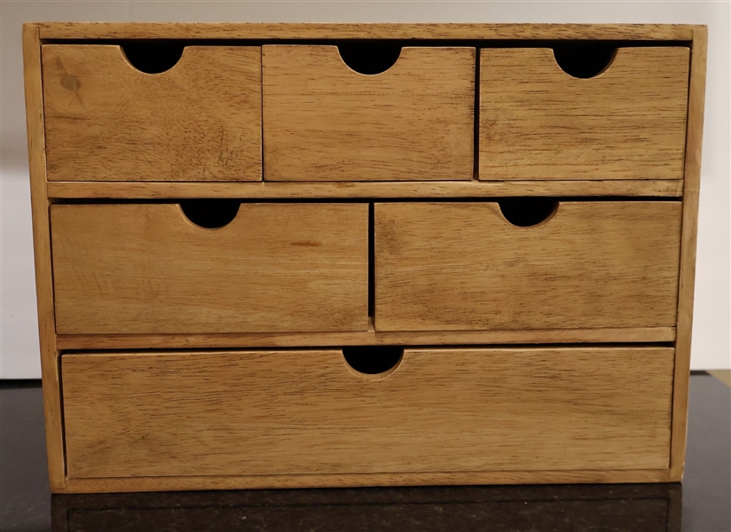 Lot Detail Small Wood Countertop Storage Box with 6 Drawers