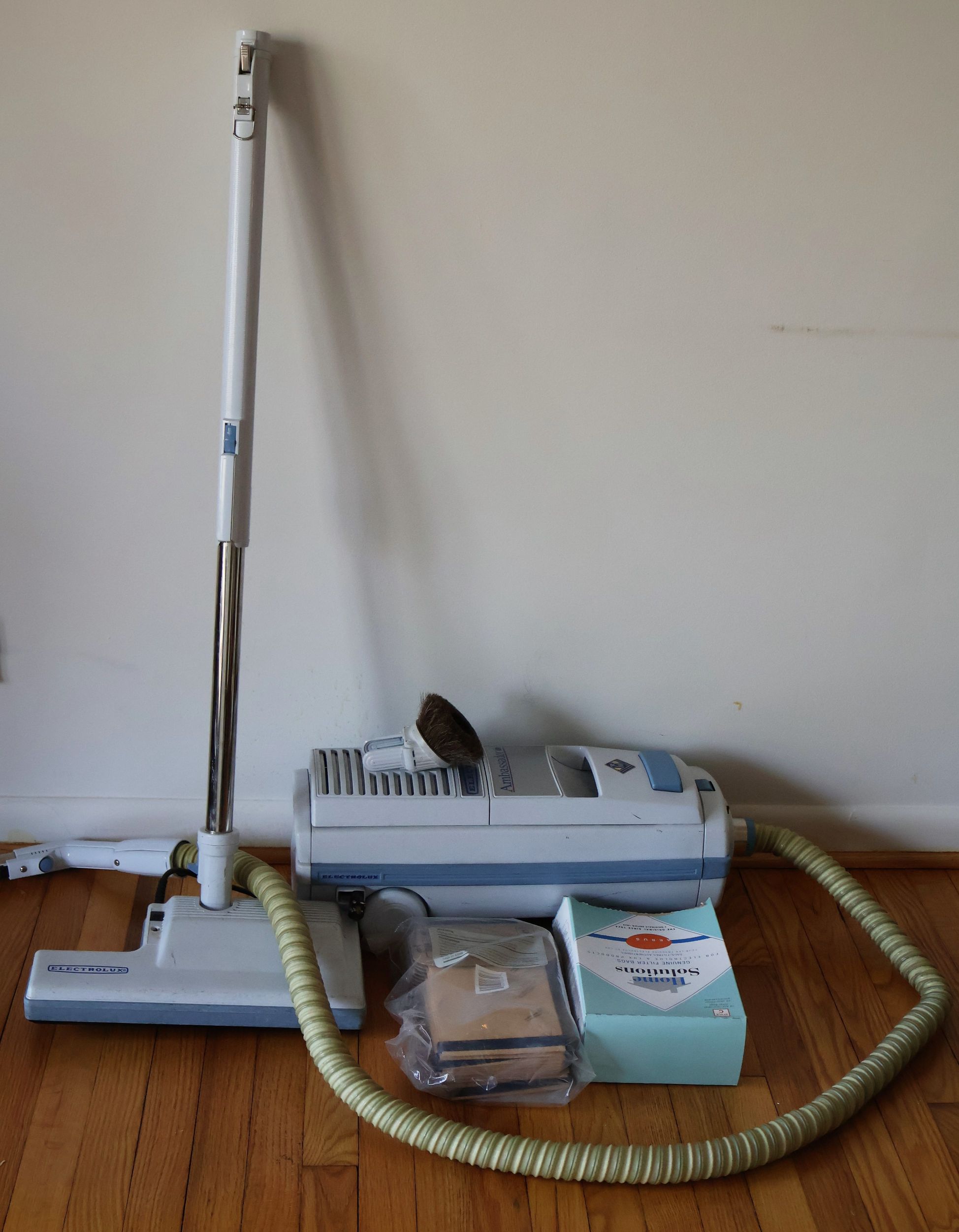 Lot Detail Electrolux Ambassador Canister Vacuum Cleaner with Sweeper Attachment and Extra Bags