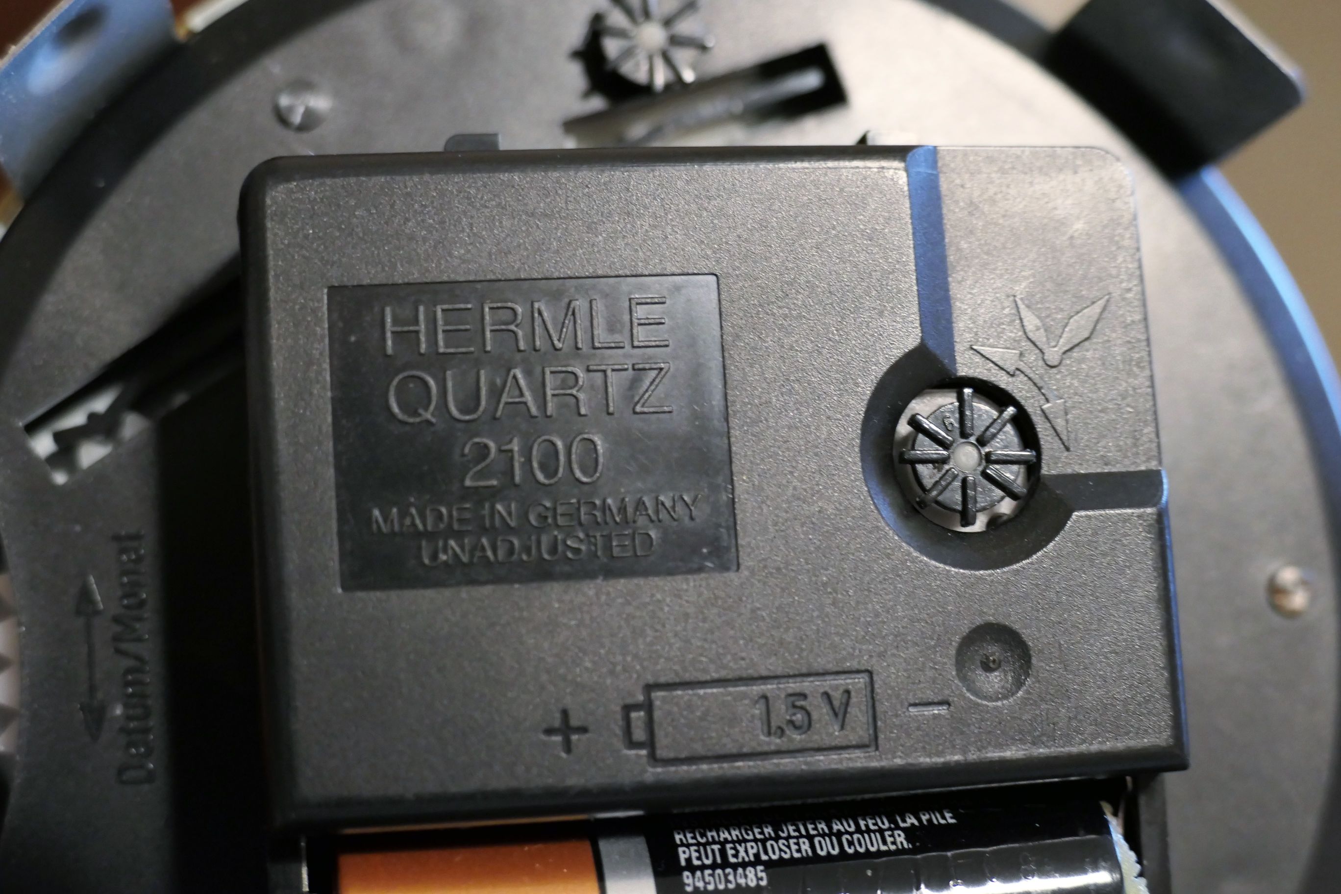 Lot Detail Hermle 2100 Quartz Moon Phase Calendar Clock Made in